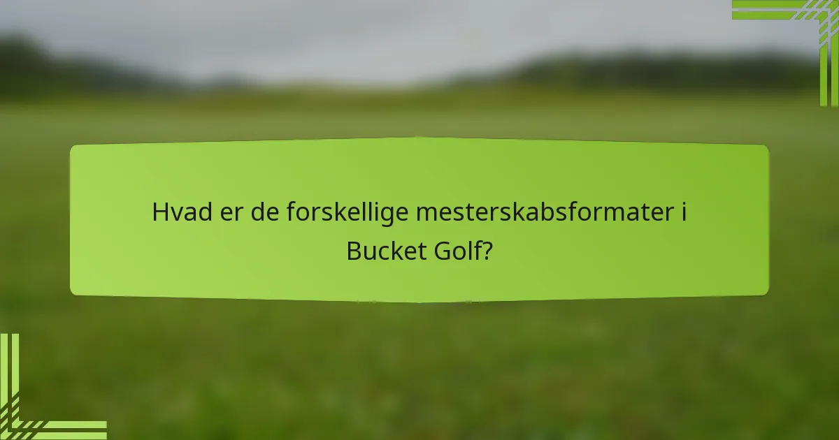 Hvad er de forskellige mesterskabsformater i Bucket Golf?