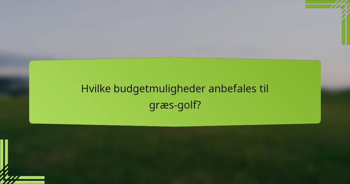 Hvilke budgetmuligheder anbefales til græs-golf?